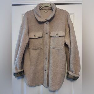 Hem & Thread Tan Teddy Shacket